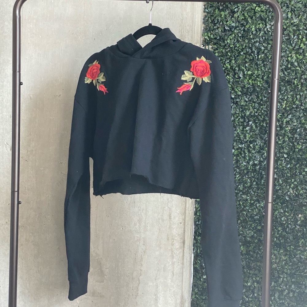 Zara Cropped Black Hoodie